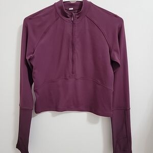 Lululemon Rulu Cropped Long Sleeve 1/2 Zip Burgundy  Pullover, Women’s 6